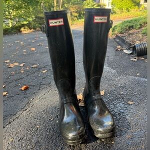 Hunter Glossy Black Tall Boots